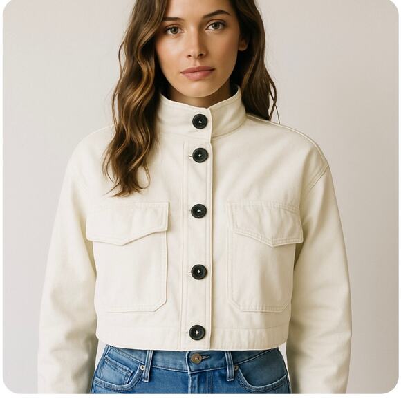 Bagatelle Cream Oversized Cropped Utility Trench Coat 90s Minimalist XL - Picture 1 of 8